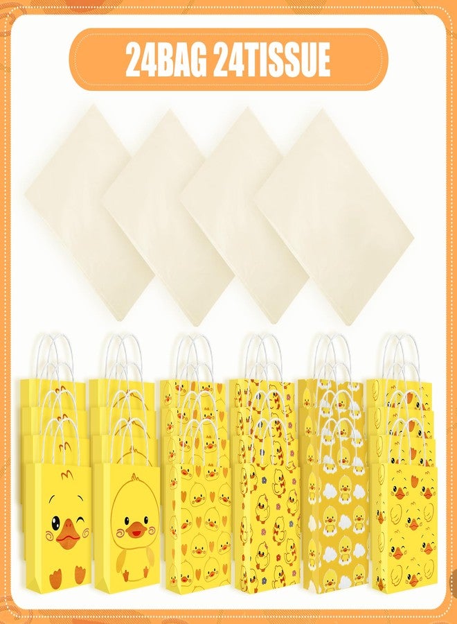 Pinsit 24 PCS Yellow Duck Gift Bag, Duck Party Favors Bags with Handles Tissue Papers, Reusable Paper Yellow Duck Birthday Gift Bag for Baby Shower Birthday Decorations Party Favors Supplies - Image 4